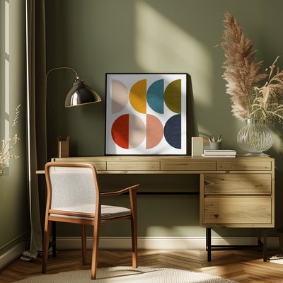 Mid Century Geometric Color Play - Square Stretched Canvas, Poster or Fine Art Print I Heart Wall Art