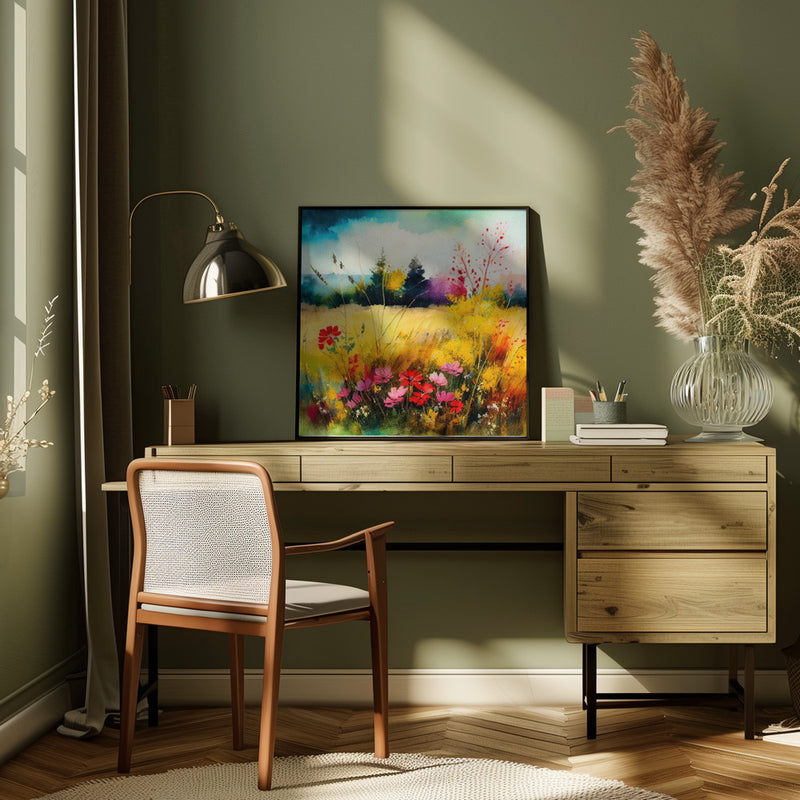 Idyllic Meadow (2) - Square Stretched Canvas, Poster or Fine Art Print I Heart Wall Art