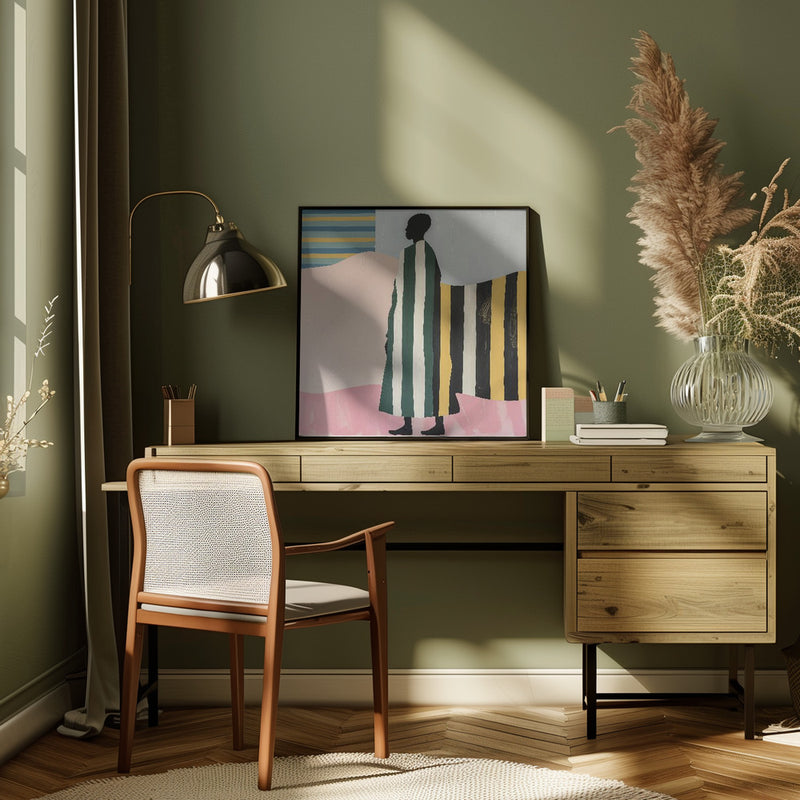 Man In Stripes - Square Stretched Canvas, Poster or Fine Art Print I Heart Wall Art