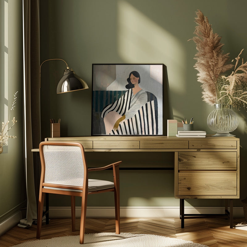 Woman In Recline - Square Stretched Canvas, Poster or Fine Art Print I Heart Wall Art