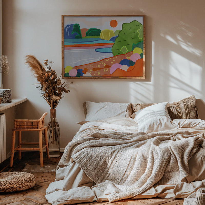 Pastel Sunset Over the Valley - Stretched Canvas, Poster or Fine Art Print I Heart Wall Art