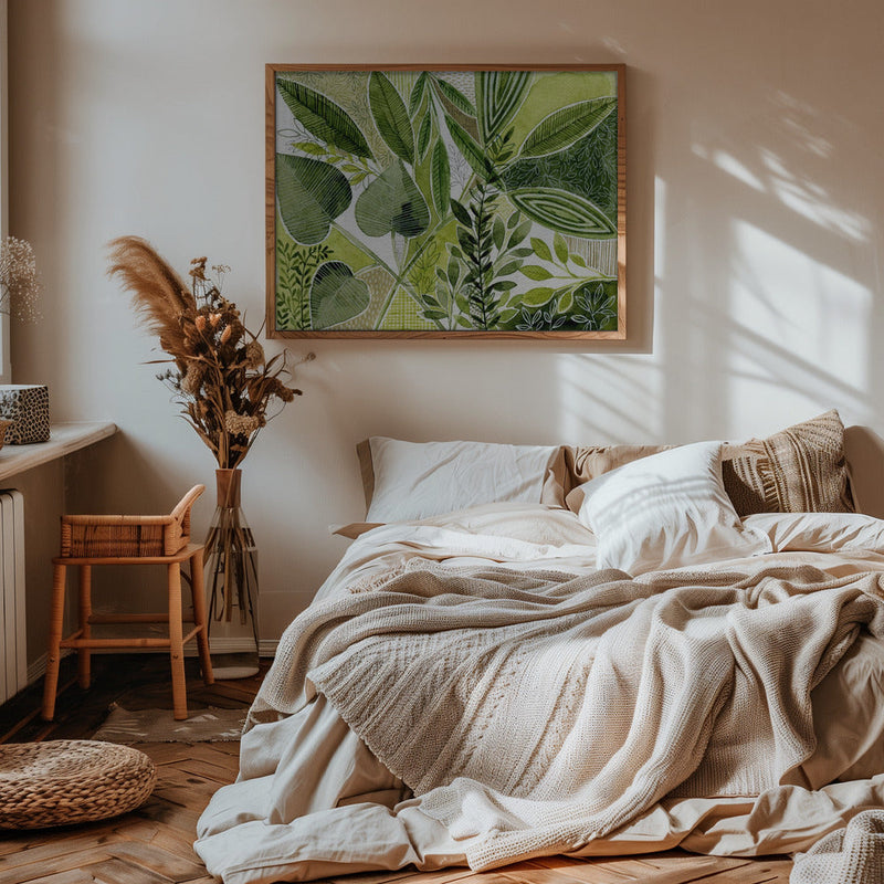 Layered Botanical Watercolour - Stretched Canvas, Poster or Fine Art Print I Heart Wall Art