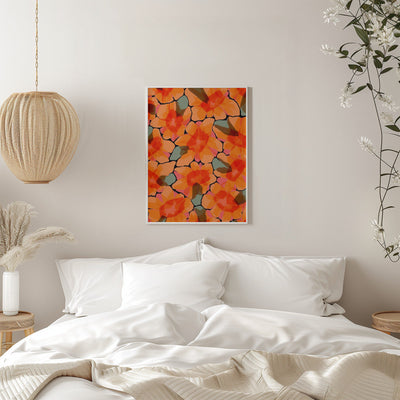 Orange Big Flowers - Stretched Canvas, Poster or Fine Art Print I Heart Wall Art
