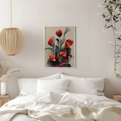 Red Tulips - Stretched Canvas, Poster or Fine Art Print I Heart Wall Art