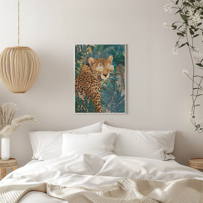 Rockstar cheetah in the jungle - Stretched Canvas, Poster or Fine Art Print I Heart Wall Art