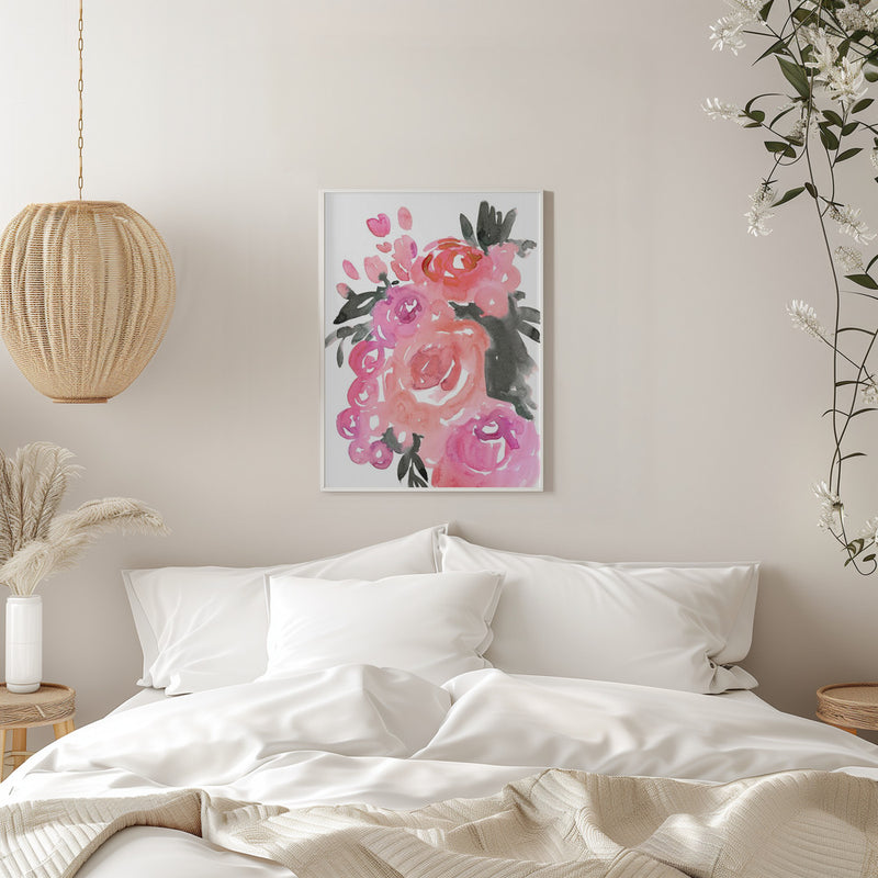 Maeko loose watercolor florals II - Stretched Canvas, Poster or Fine Art Print I Heart Wall Art