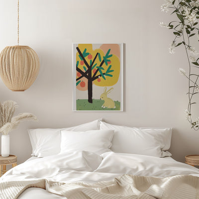 Bunny Under Apple Tree - Stretched Canvas, Poster or Fine Art Print I Heart Wall Art