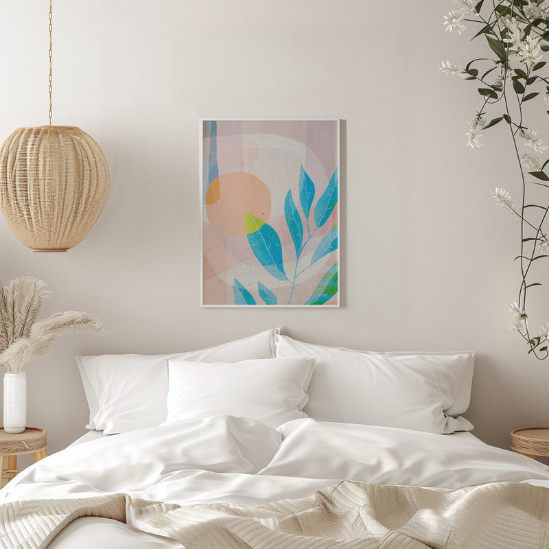 Blue Leaves - Stretched Canvas, Poster or Fine Art Print I Heart Wall Art