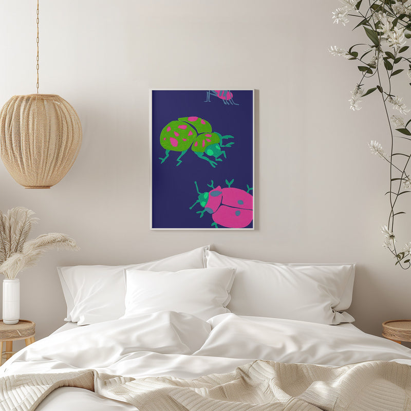 Midnight Ladybugs - Stretched Canvas, Poster or Fine Art Print I Heart Wall Art