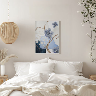 Floral Blue-3 - Stretched Canvas, Poster or Fine Art Print I Heart Wall Art