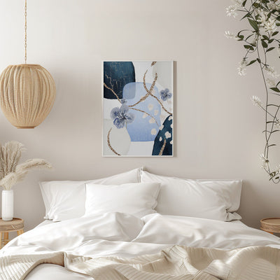 Floral Blue-2 - Stretched Canvas, Poster or Fine Art Print I Heart Wall Art