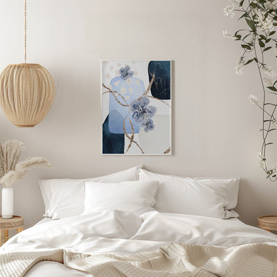 Floral Blue-1 - Stretched Canvas, Poster or Fine Art Print I Heart Wall Art