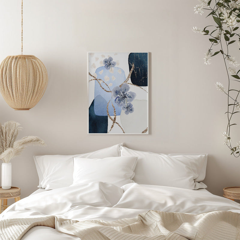 Floral Blue-1 - Stretched Canvas, Poster or Fine Art Print I Heart Wall Art