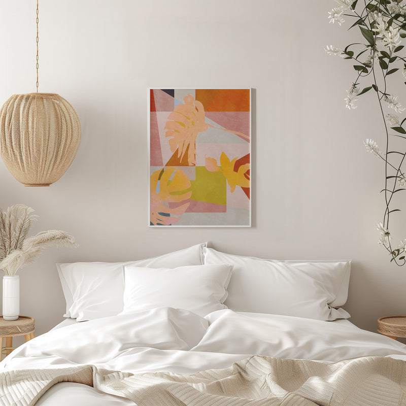 Organic Bauhaus Geometry Leaves - Stretched Canvas, Poster or Fine Art Print I Heart Wall Art