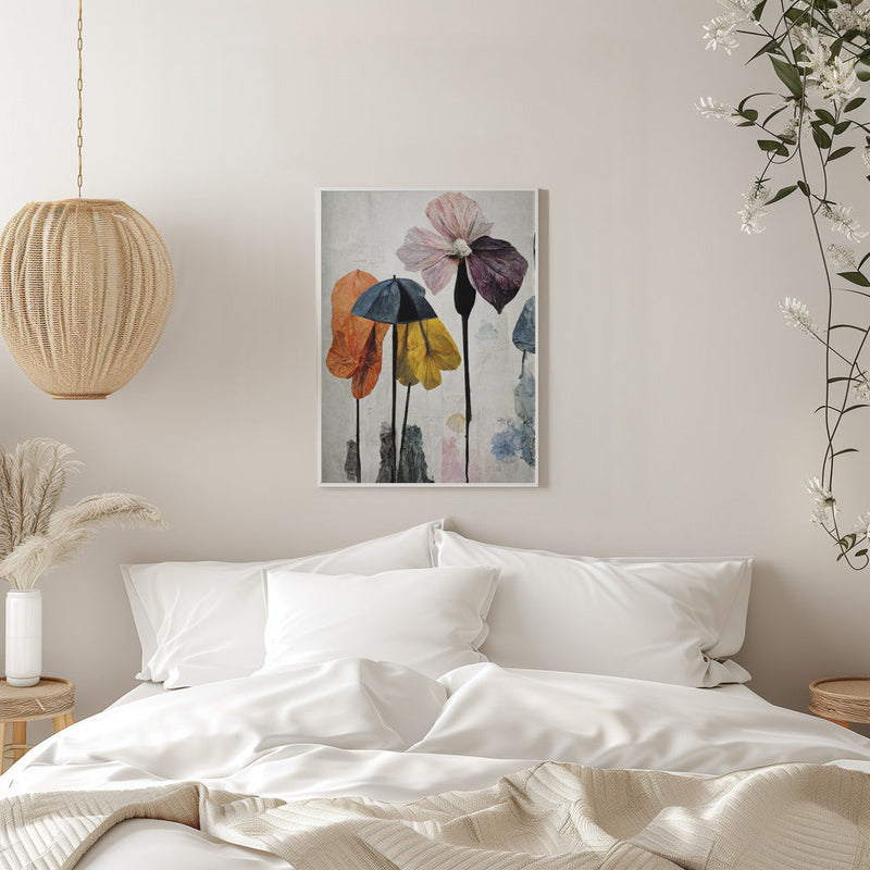 Umbrella Flowers No2 - Stretched Canvas, Poster or Fine Art Print I Heart Wall Art