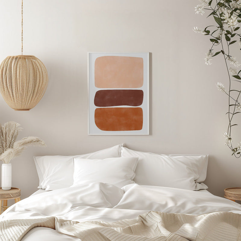 Three Stacked Earthy Toned Rectangles - Stretched Canvas, Poster or Fine Art Print I Heart Wall Art