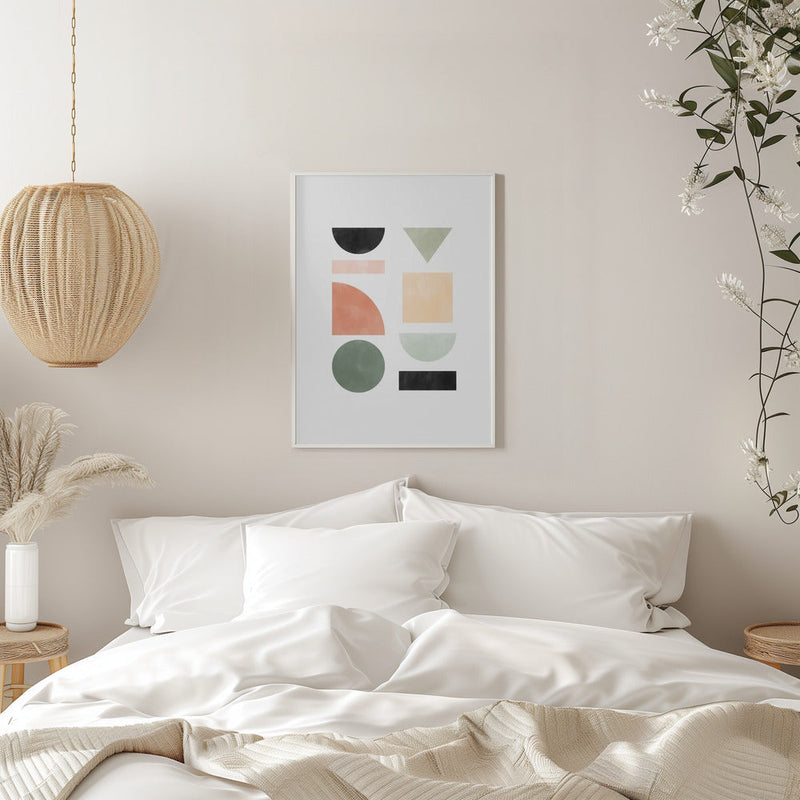 Abstract Geometric With Colorful Shapes - Stretched Canvas, Poster or Fine Art Print I Heart Wall Art