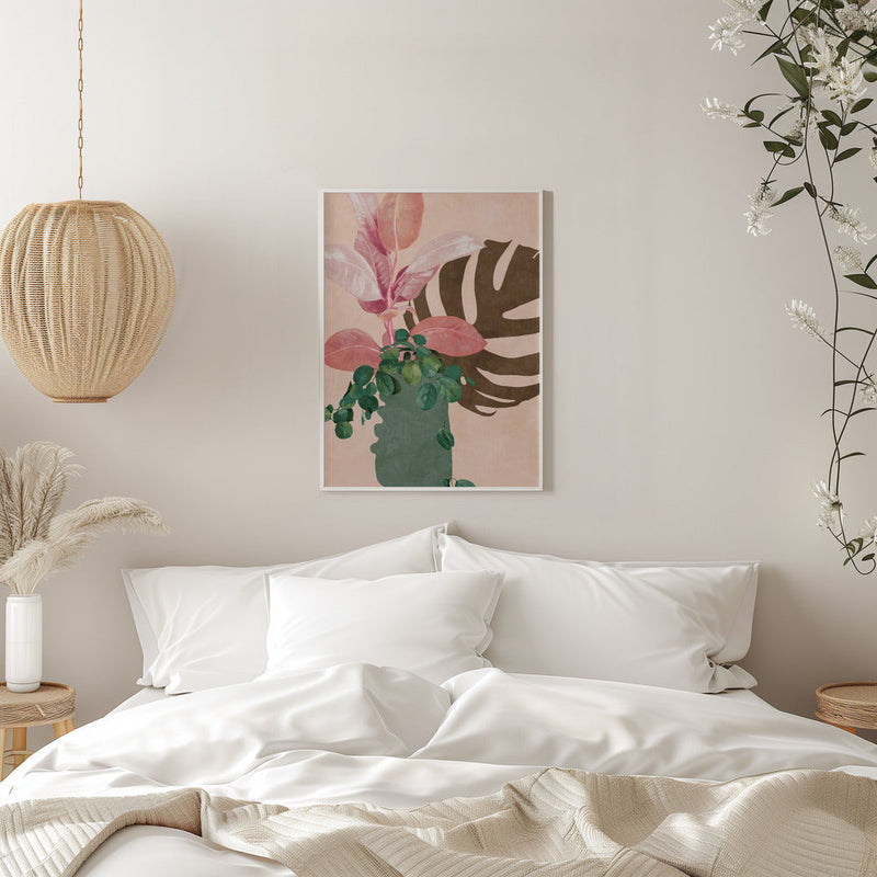 Leaves More 6 Pink - Stretched Canvas, Poster or Fine Art Print I Heart Wall Art