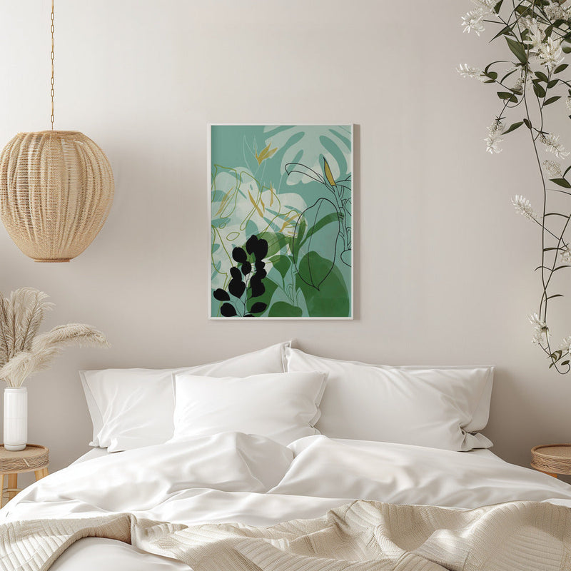 Leaves Line Boho2 - Stretched Canvas, Poster or Fine Art Print I Heart Wall Art