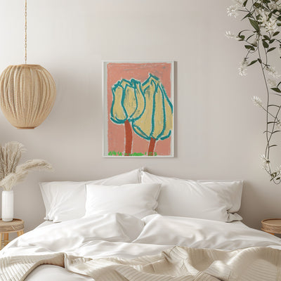 Pink Tulips Peach - Stretched Canvas, Poster or Fine Art Print I Heart Wall Art