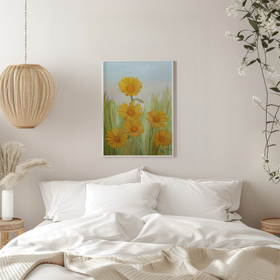 Field of Yellow Daisies - Stretched Canvas, Poster or Fine Art Print I Heart Wall Art