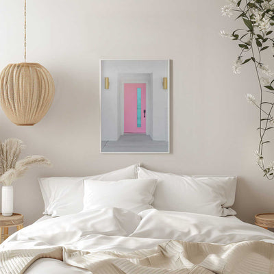 Pink Door with a Blue Window - Stretched Canvas, Poster or Fine Art Print I Heart Wall Art
