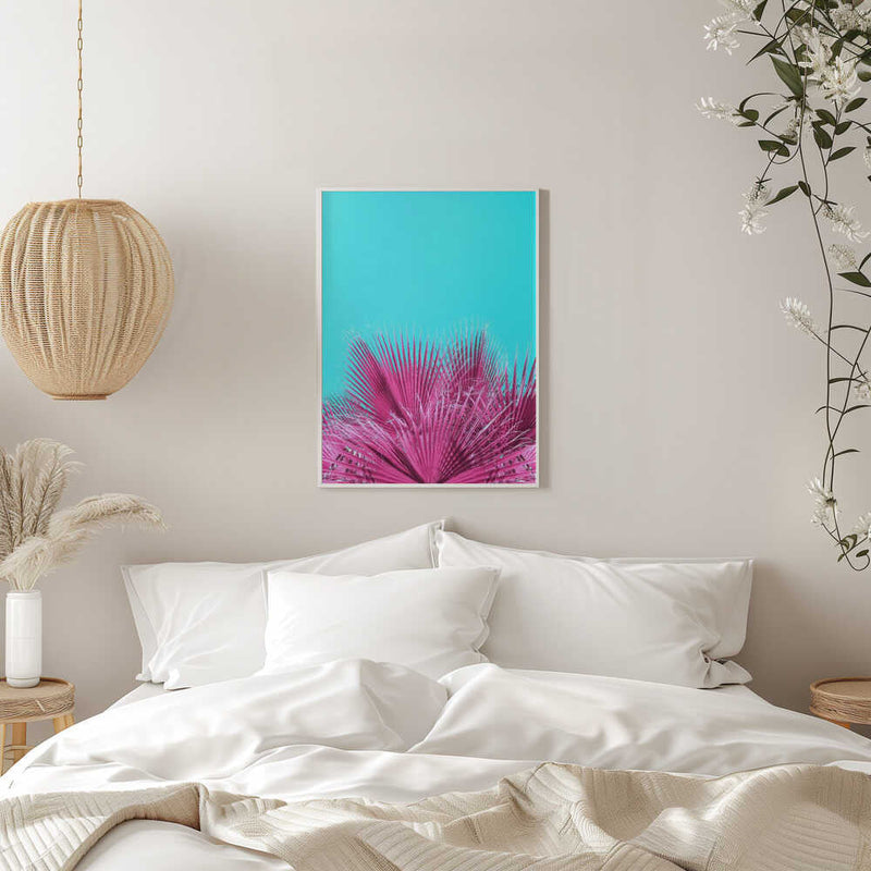 Electric Pink Palm Fronds - Stretched Canvas, Poster or Fine Art Print I Heart Wall Art