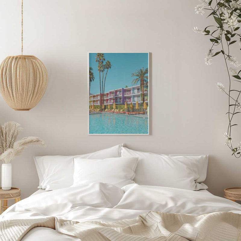 Saguaro Hotel Poolside in Palm Springs - Stretched Canvas, Poster or Fine Art Print I Heart Wall Art