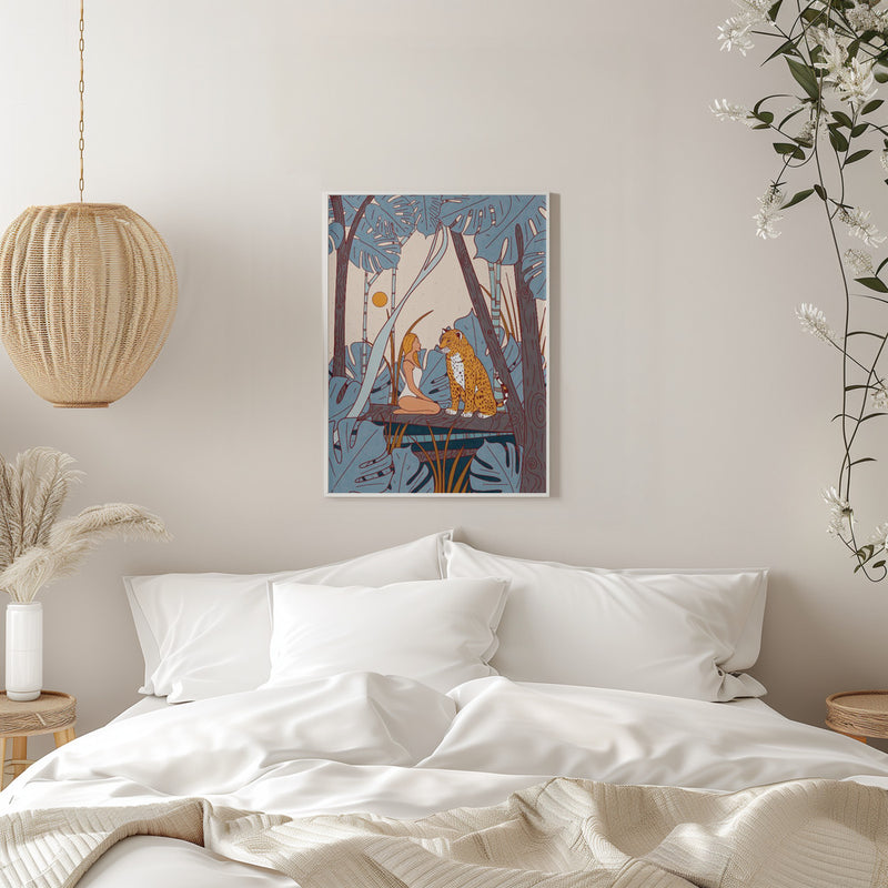 The Girl and the Leopard - Stretched Canvas, Poster or Fine Art Print I Heart Wall Art