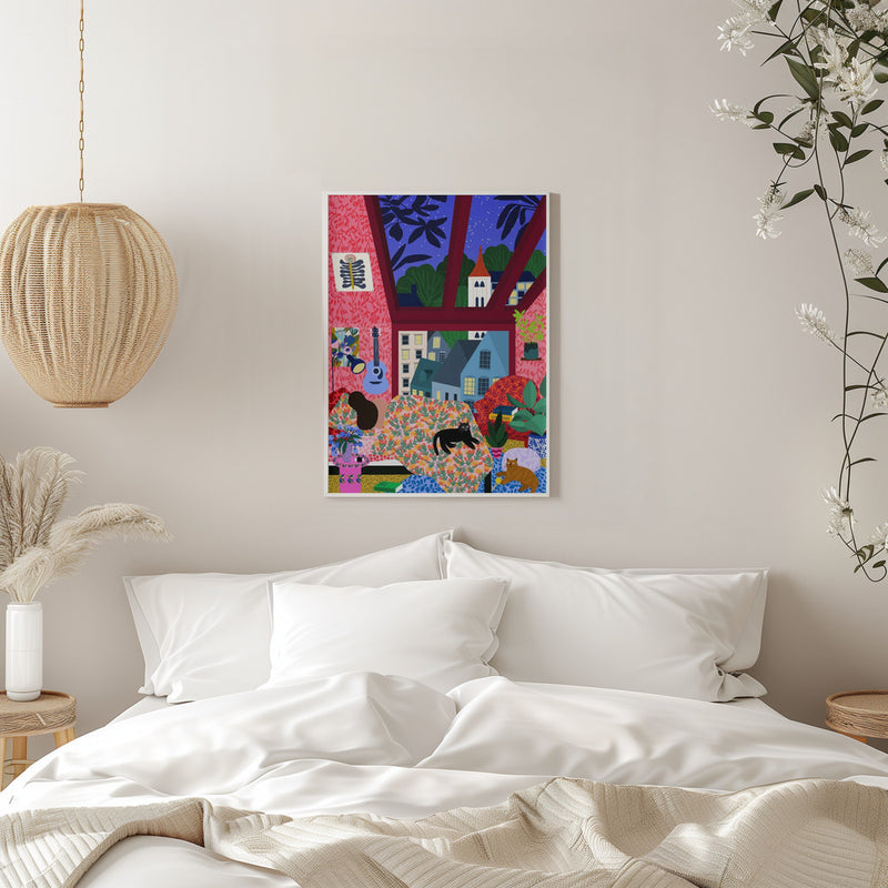 9933x14043 Din Sleeping 142 With a View.png - Stretched Canvas, Poster or Fine Art Print I Heart Wall Art
