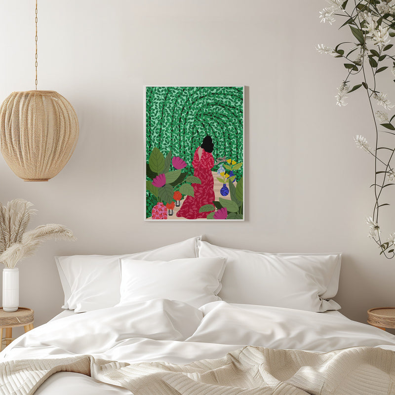 9933x14043 Din 74 Girl At Her Garden - Stretched Canvas, Poster or Fine Art Print I Heart Wall Art