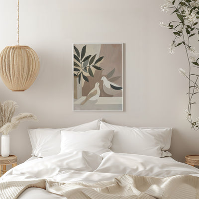 Doves On Patio - Stretched Canvas, Poster or Fine Art Print I Heart Wall Art