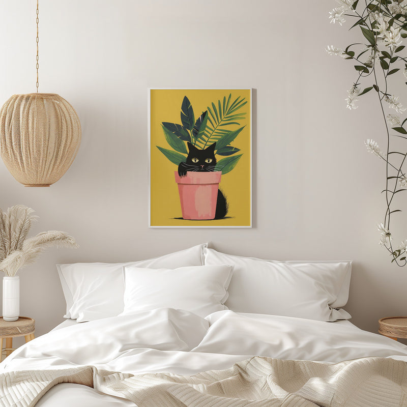 Cat In the Plant - Stretched Canvas, Poster or Fine Art Print I Heart Wall Art