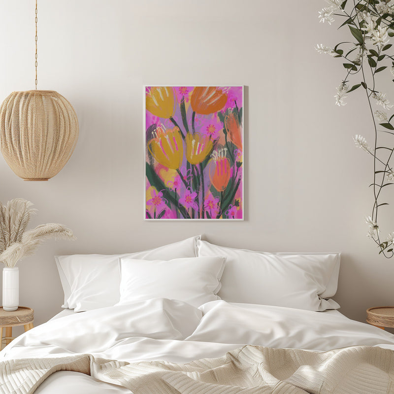 Wild Flower Field - Stretched Canvas, Poster or Fine Art Print I Heart Wall Art