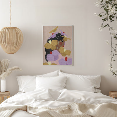 Hidden behind yellow purple flowers - Stretched Canvas, Poster or Fine Art Print I Heart Wall Art