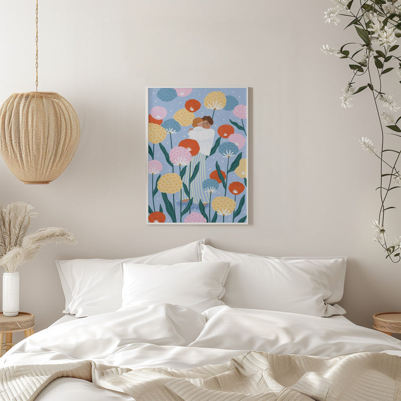 Mother and Child Amongst Flowers - Stretched Canvas, Poster or Fine Art Print I Heart Wall Art