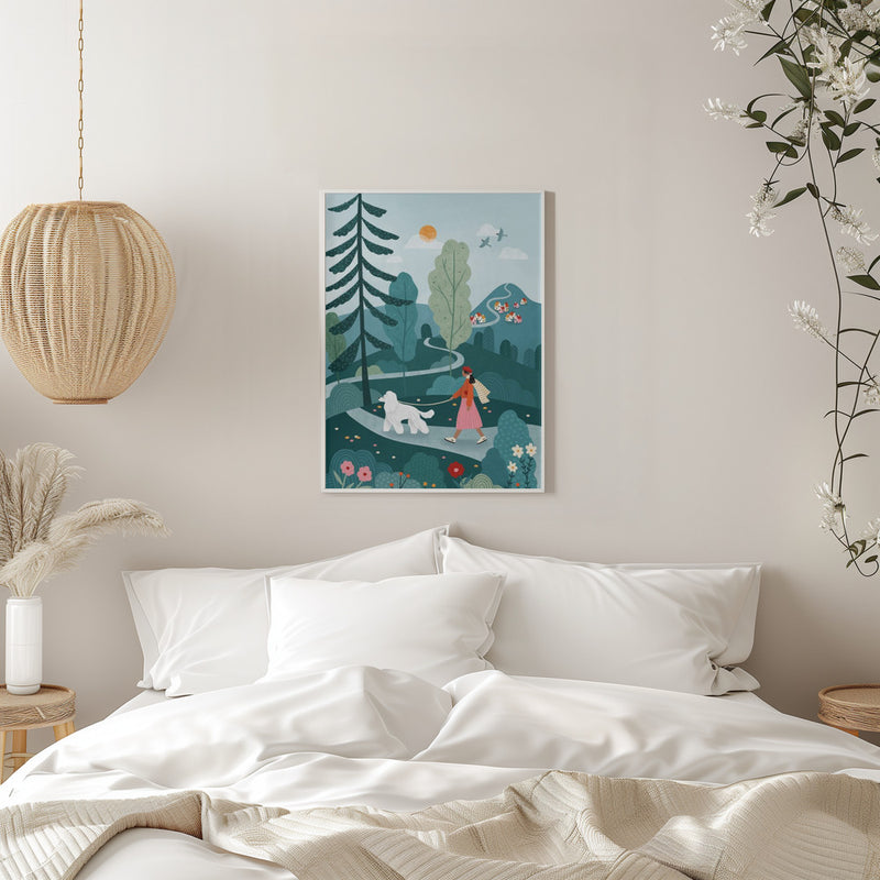 Poodle Walk - Stretched Canvas, Poster or Fine Art Print I Heart Wall Art