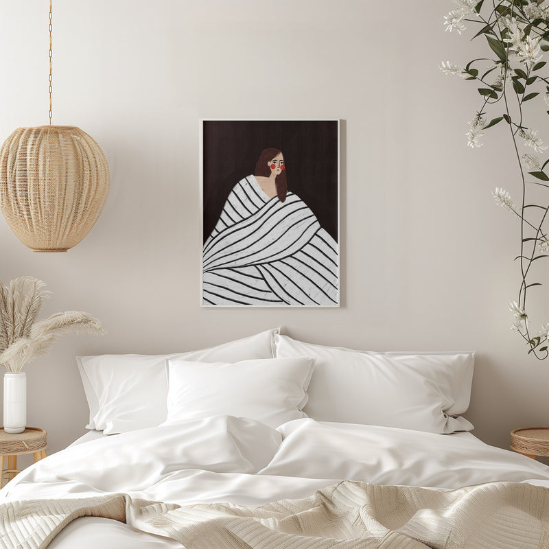 The Woman With Black and White Stripes - Stretched Canvas, Poster or Fine Art Print I Heart Wall Art