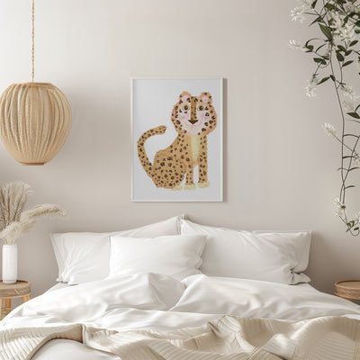 Cute Sitting Leopard - Stretched Canvas, Poster or Fine Art Print I Heart Wall Art