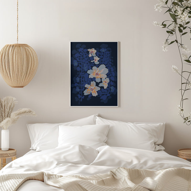 Orchids Shadow Blue Notes - Stretched Canvas, Poster or Fine Art Print I Heart Wall Art