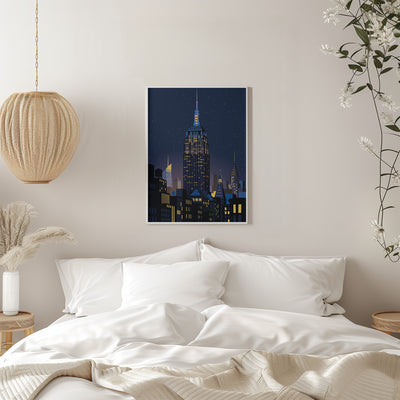 NYC Manhathan by night - Stretched Canvas, Poster or Fine Art Print I Heart Wall Art
