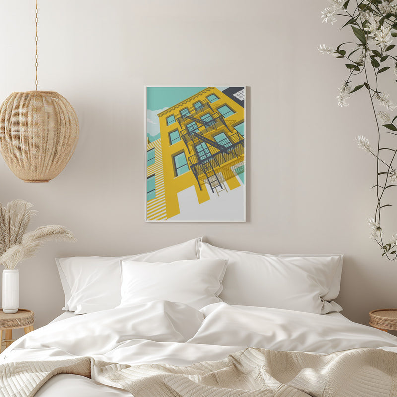 NYC Brooklyn Yellow - Stretched Canvas, Poster or Fine Art Print I Heart Wall Art