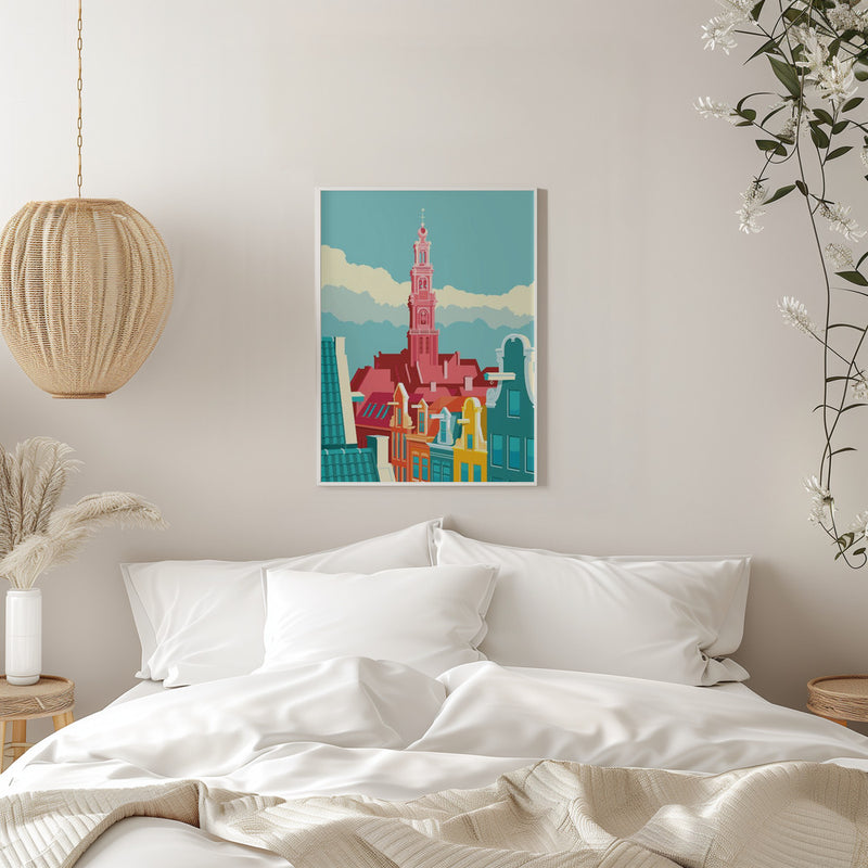 Amsterdam Westerkerk Jordaan - Stretched Canvas, Poster or Fine Art Print I Heart Wall Art