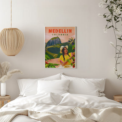 Medellin Colombia Travel Poster - Stretched Canvas, Poster or Fine Art Print I Heart Wall Art