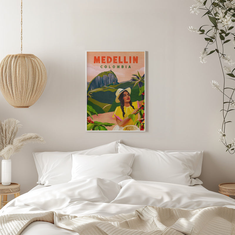 Medellin Colombia Travel Poster - Stretched Canvas, Poster or Fine Art Print I Heart Wall Art