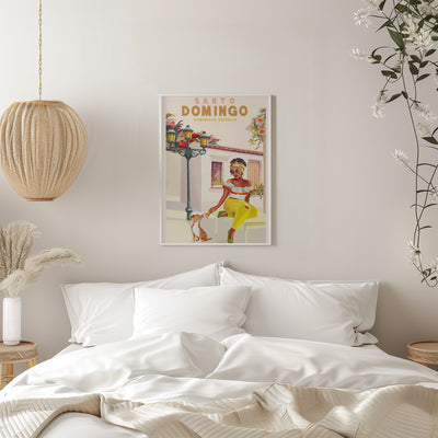 Santo Domingo Dominican Republic Woman &amp; Dog - Stretched Canvas, Poster or Fine Art Print I Heart Wall Art