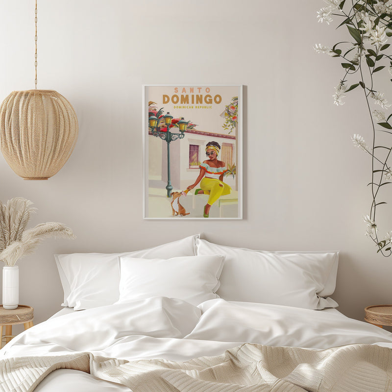 Santo Domingo Dominican Republic Woman &amp; Dog - Stretched Canvas, Poster or Fine Art Print I Heart Wall Art