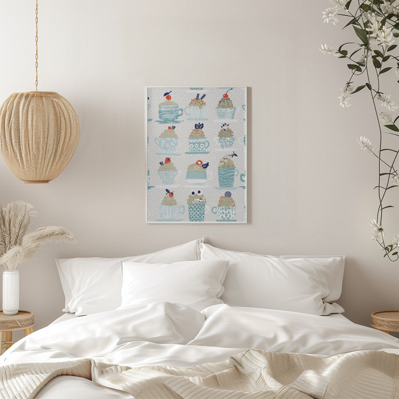 Sweet cupcakes pattern - Stretched Canvas, Poster or Fine Art Print I Heart Wall Art