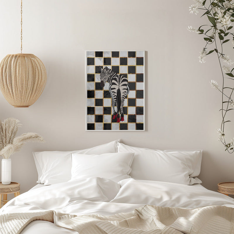 Zebra Heels Checkerboard - Stretched Canvas, Poster or Fine Art Print I Heart Wall Art