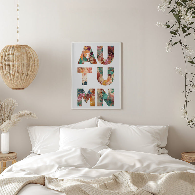 Autumn Leaves typography - Stretched Canvas, Poster or Fine Art Print I Heart Wall Art